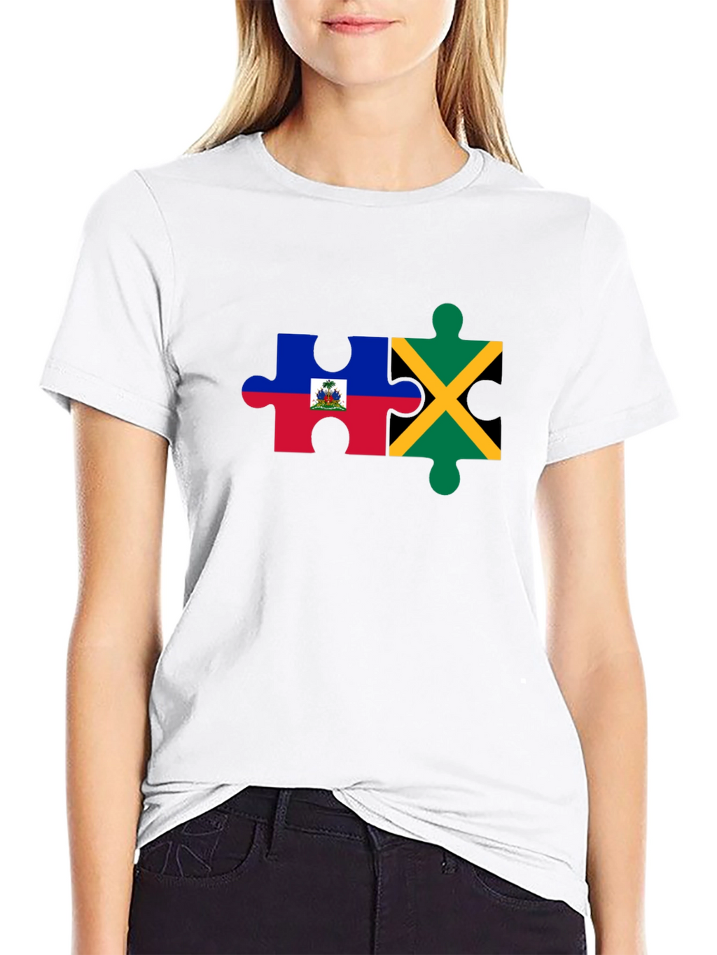 Haiti Jamaica Puzzle Piece Graphic Tee