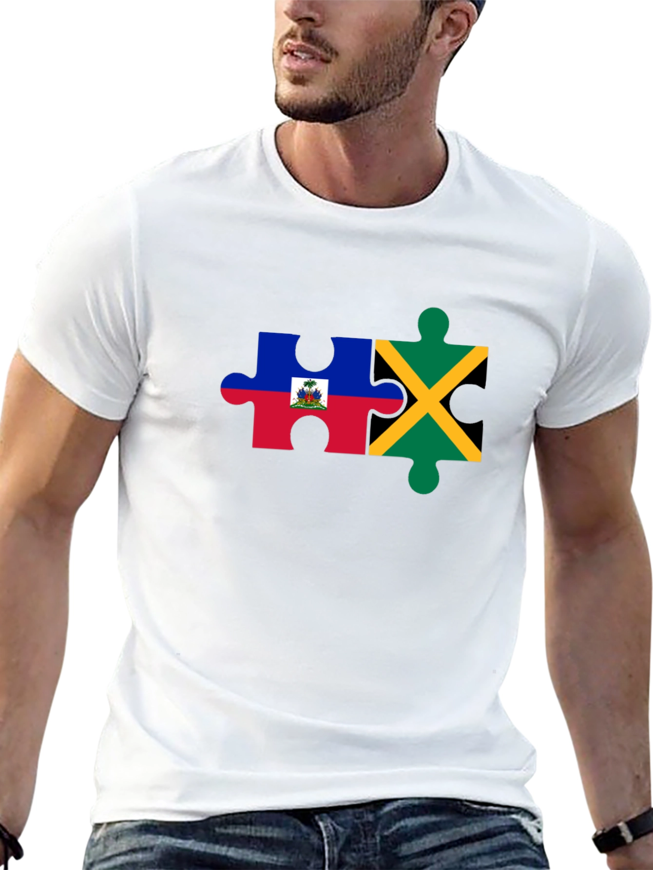 Haiti Jamaica Puzzle Piece Graphic Tee
