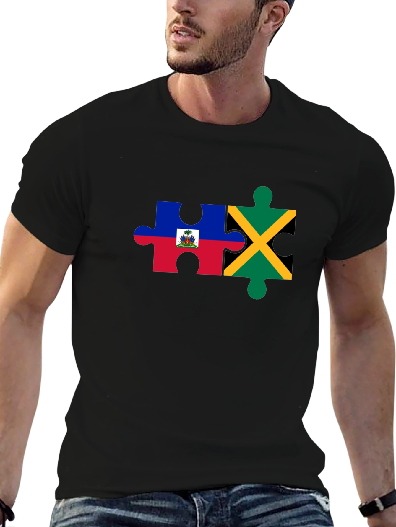 Haiti Jamaica Puzzle Piece Graphic Tee