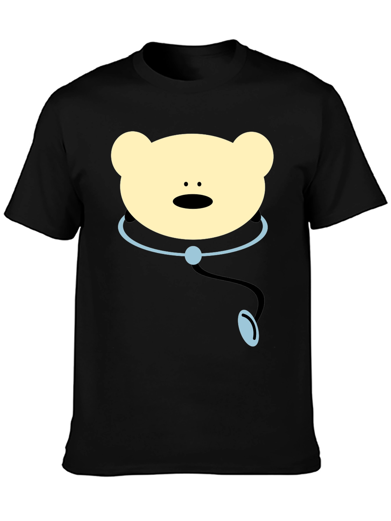 Doctor Bear Graphic Tee - Black Cotton Comfort