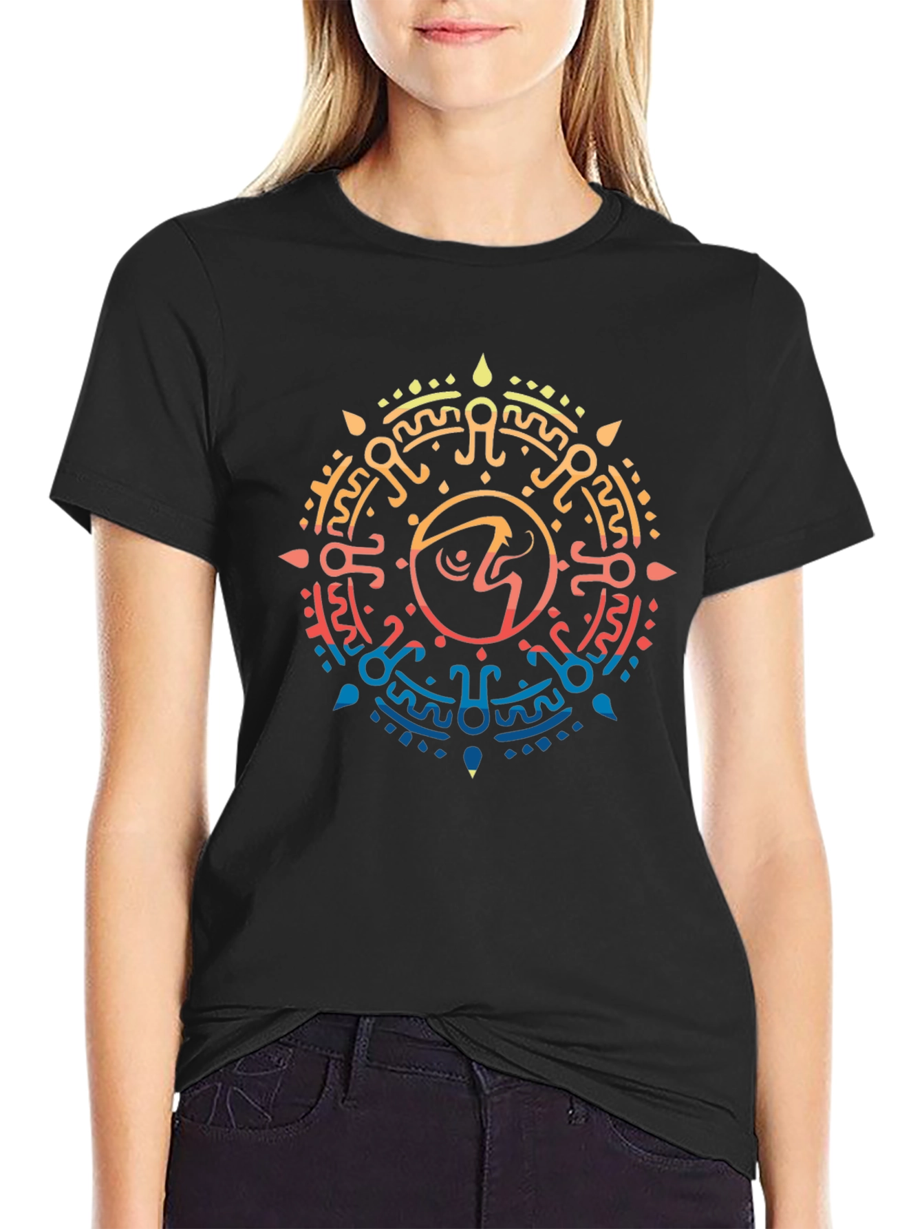 Aztec Sun Symbol Graphic T-Shirt