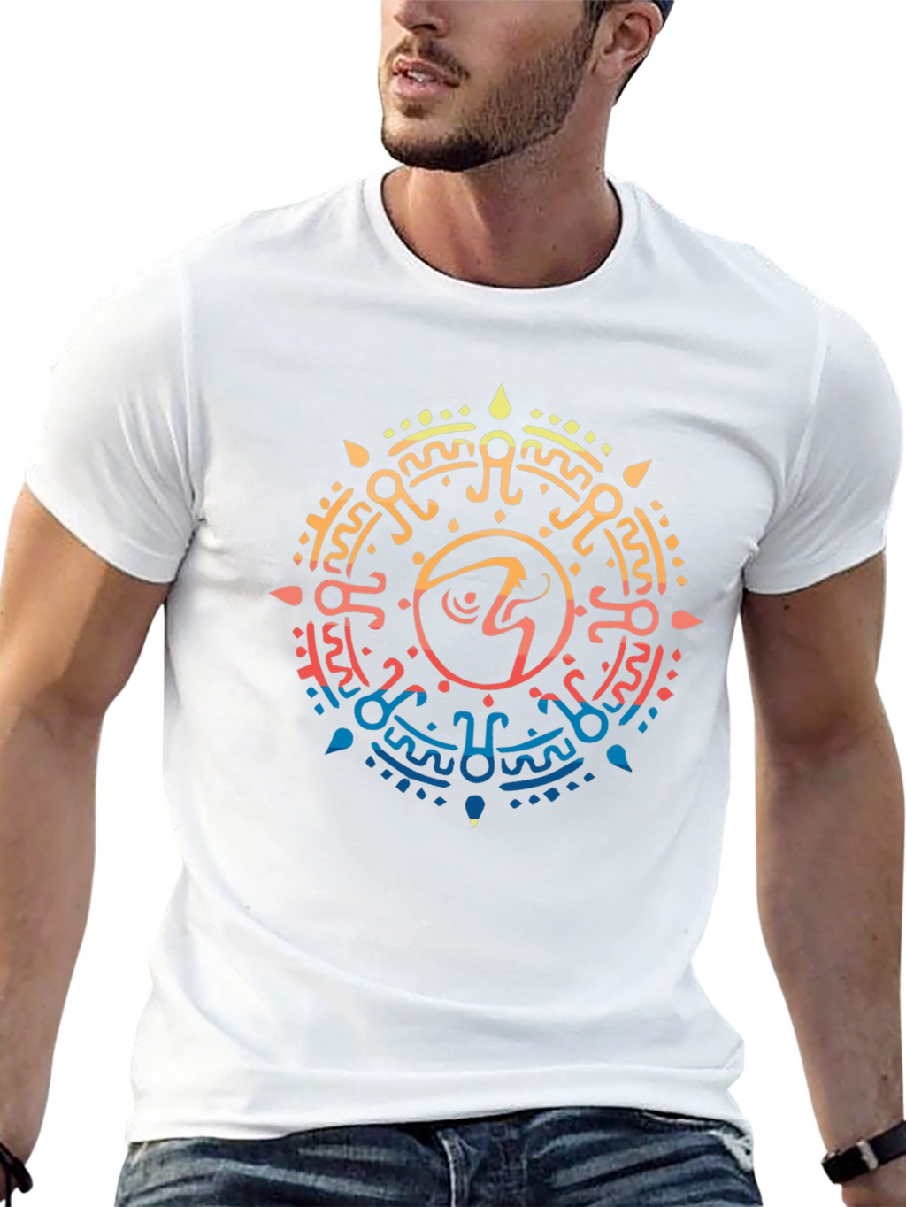 Aztec Sun Symbol Graphic T-Shirt