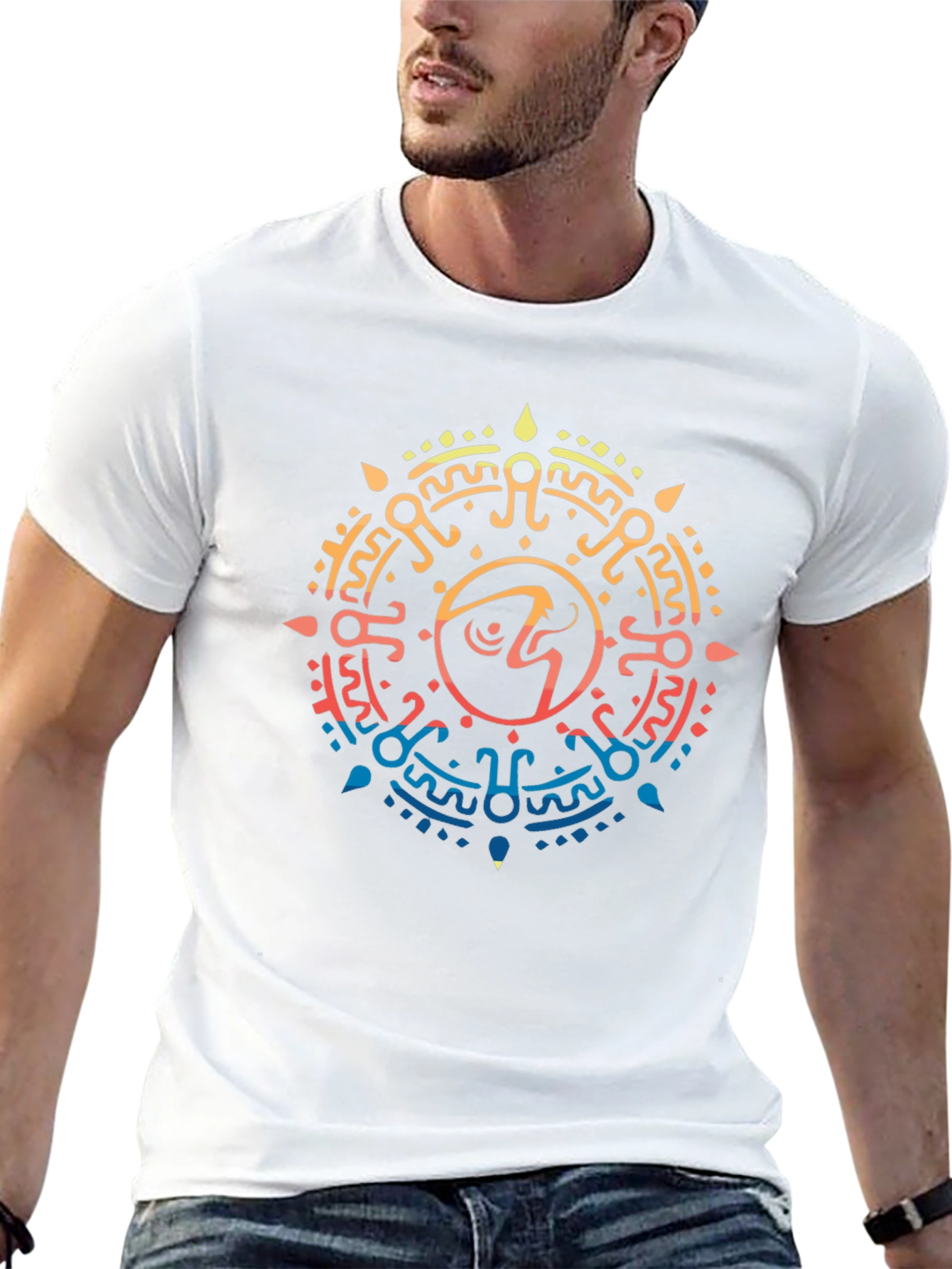 Aztec Sun Symbol Graphic T-Shirt