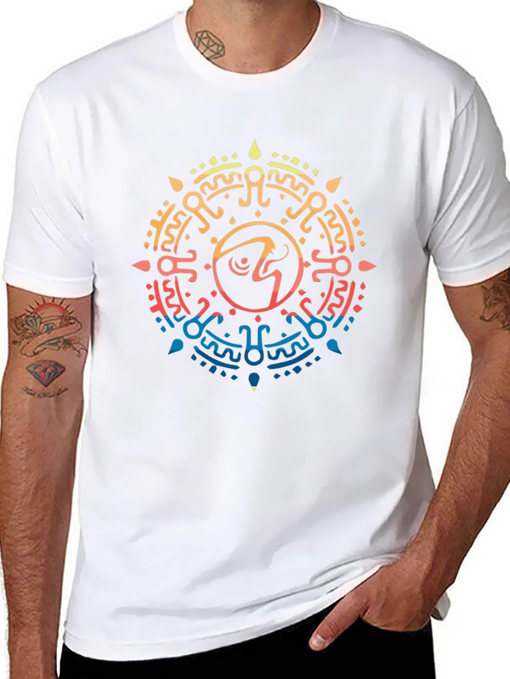 Aztec Sun Symbol Graphic T-Shirt