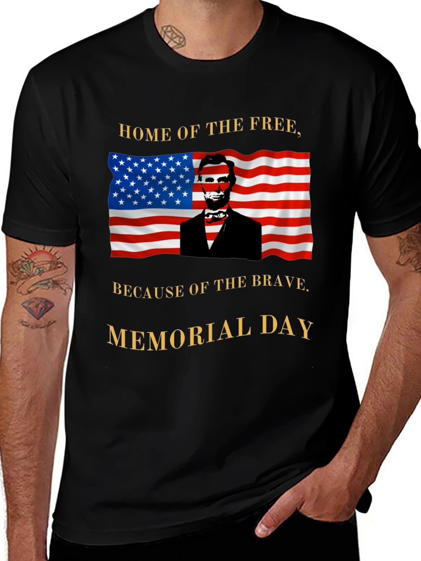 Memorial Day Abraham Lincoln USA Flag T-Shirt