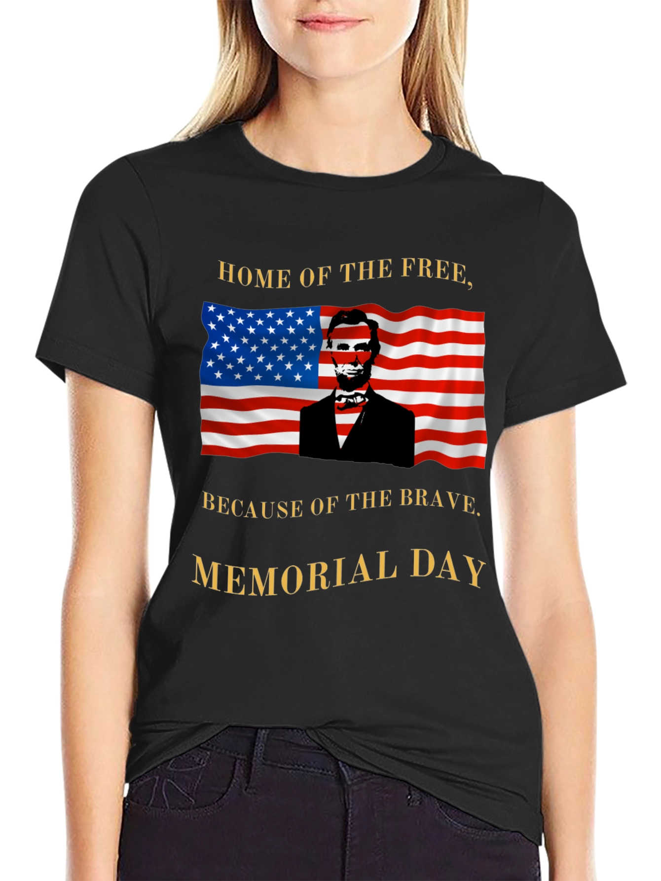 Memorial Day Abraham Lincoln USA Flag T-Shirt