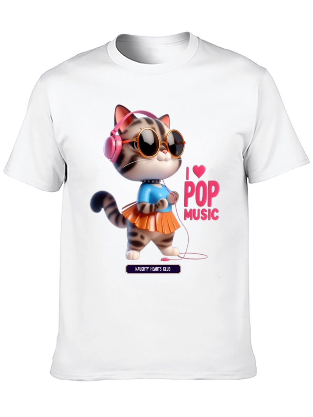 I Love Pop Music Cat T-Shirt