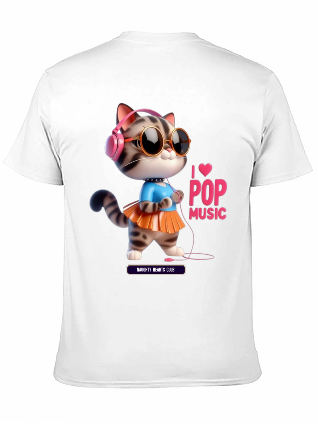 I Love Pop Music Cat T-Shirt