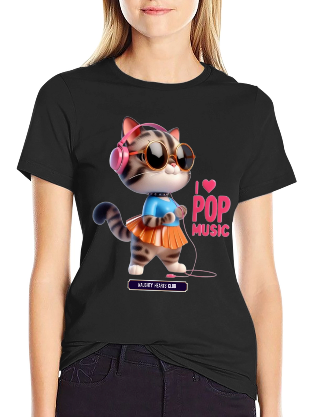 I Love Pop Music Cat T-Shirt