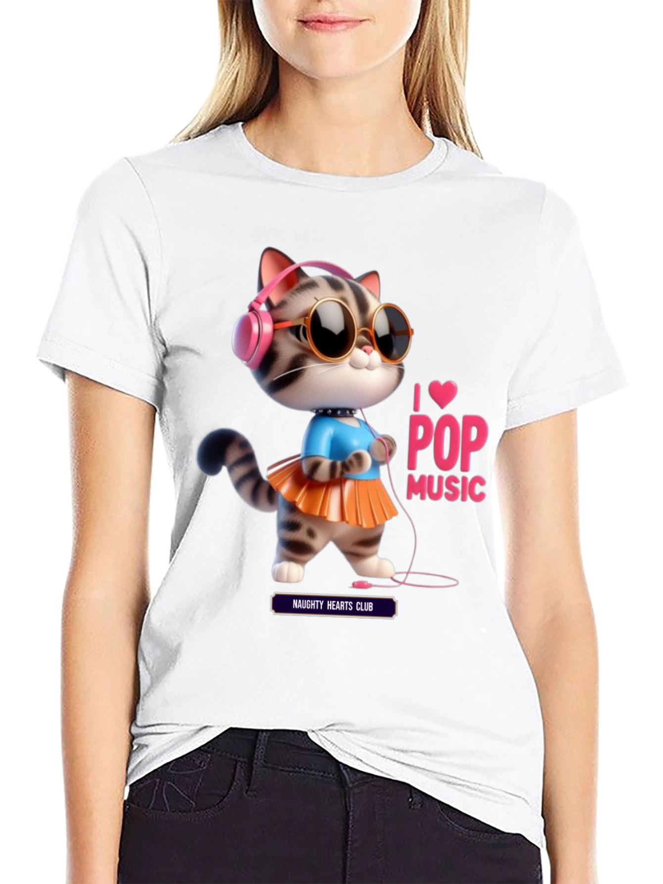 I Love Pop Music Cat T-Shirt