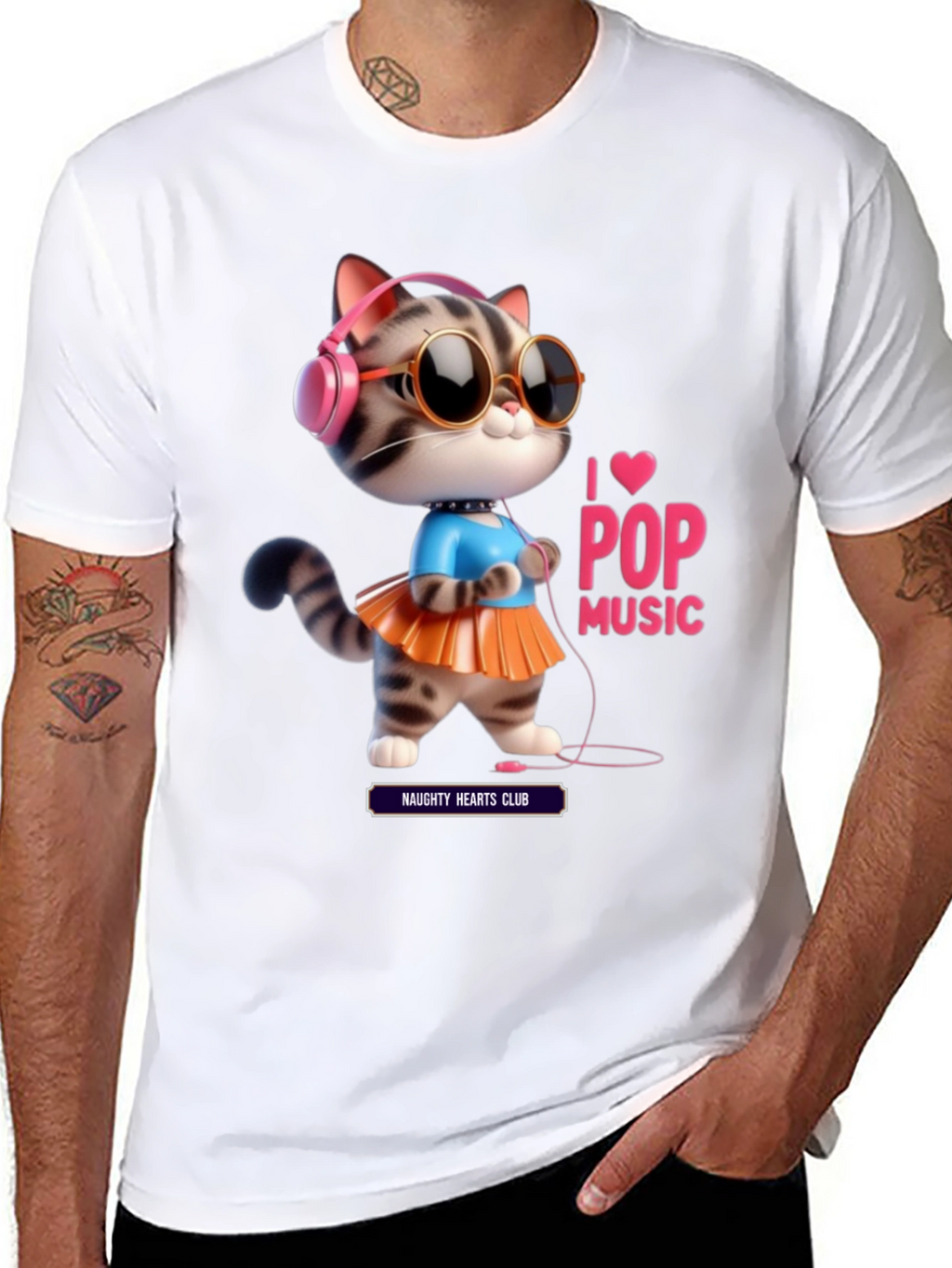 I Love Pop Music Cat T-Shirt