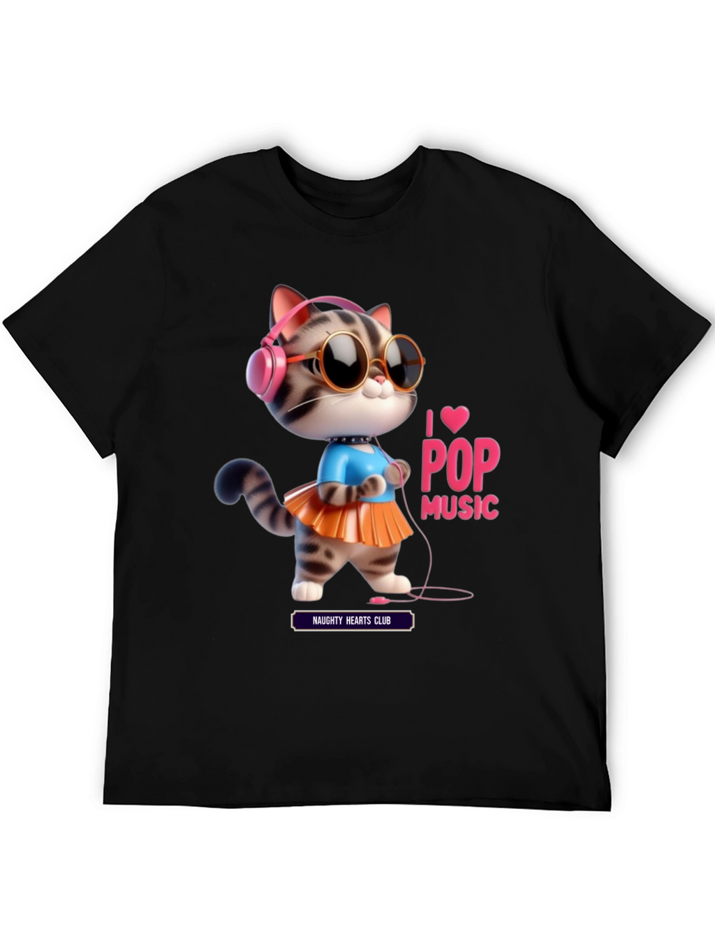 I Love Pop Music Cat T-Shirt
