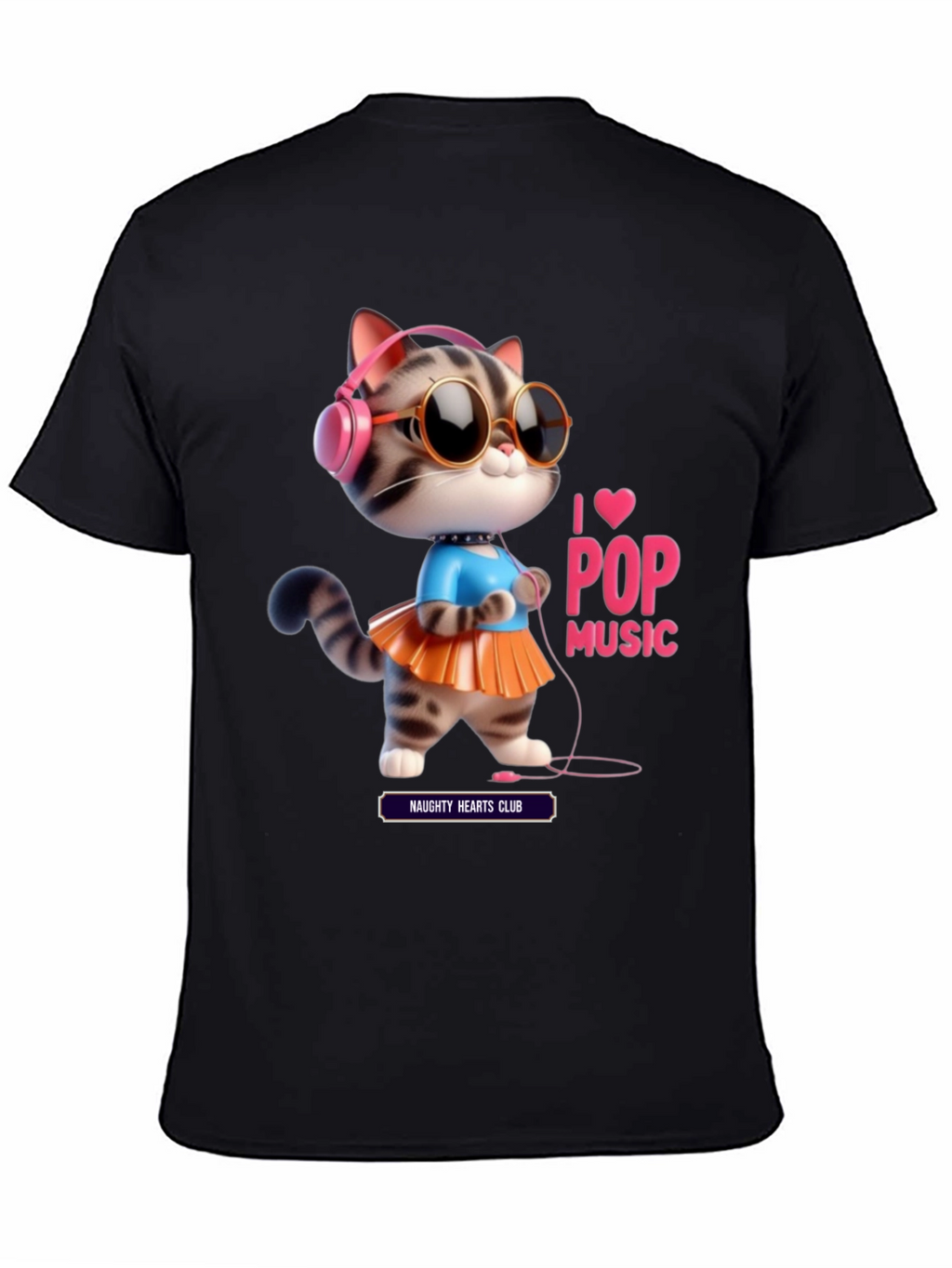 I Love Pop Music Cat T-Shirt