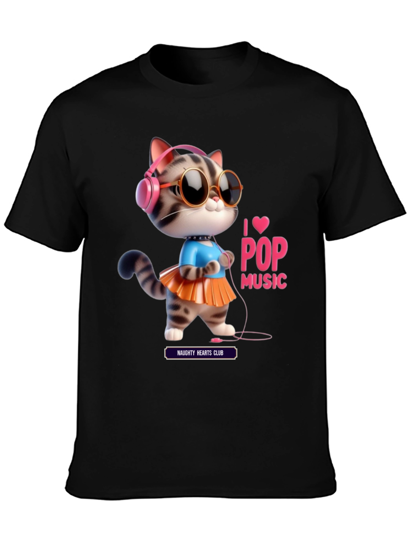 I Love Pop Music Cat T-Shirt