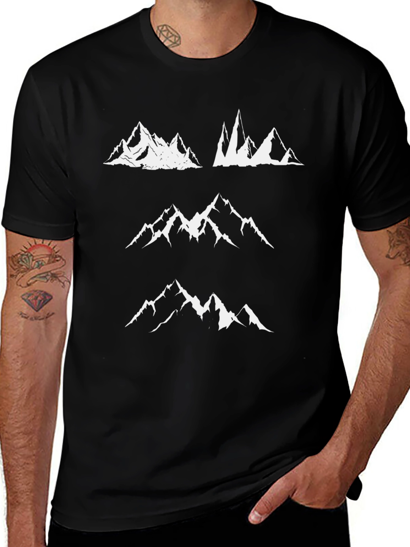 Mountain Peaks Graphic Tee - Black Casual Shirt