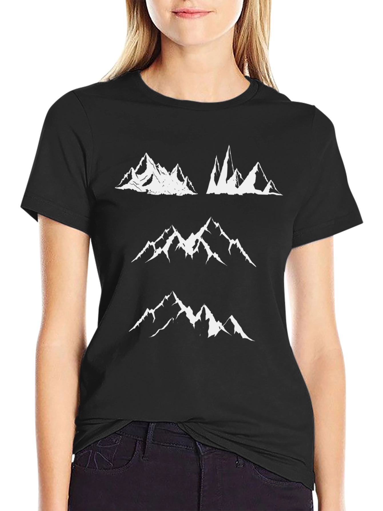 Mountain Peaks Graphic Tee - Black Casual Shirt