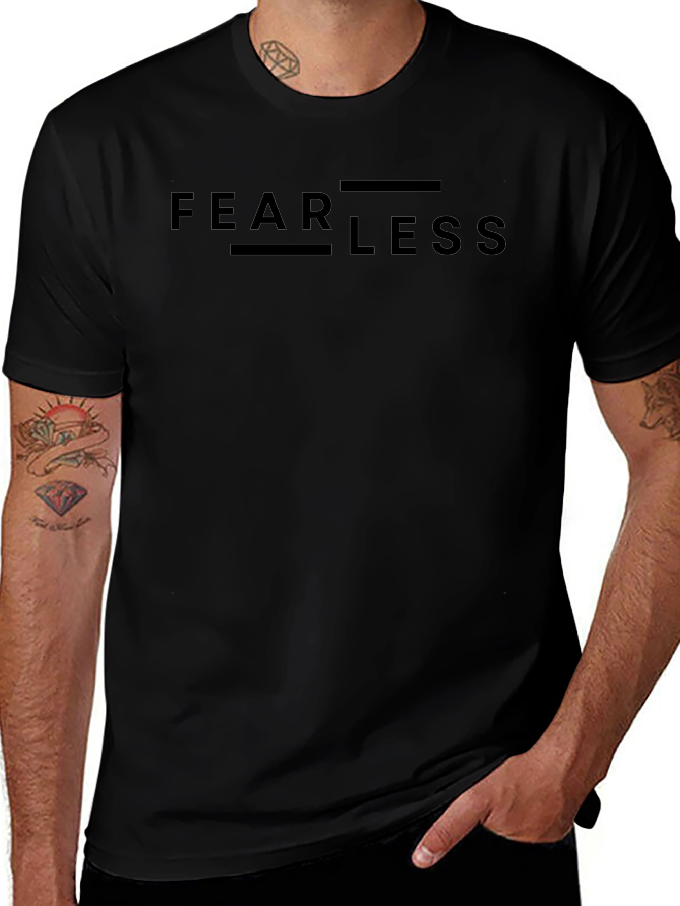 Fearless Graphic Print Black Crew Neck T-Shirt