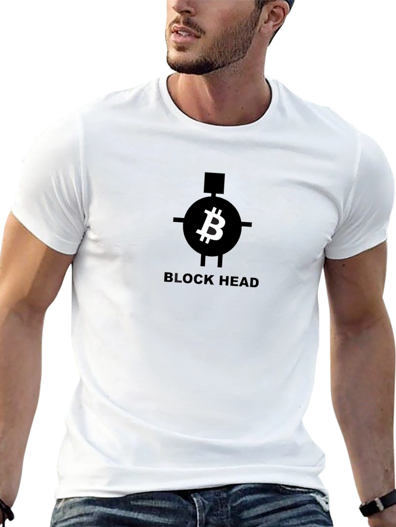 Block Head Bitcoin T-Shirt - Crypto Tee
