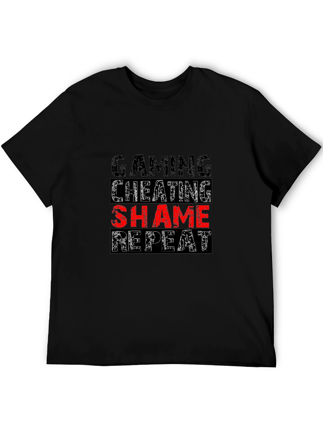 Gaming Cheating Shame Repeat Black T-Shirt