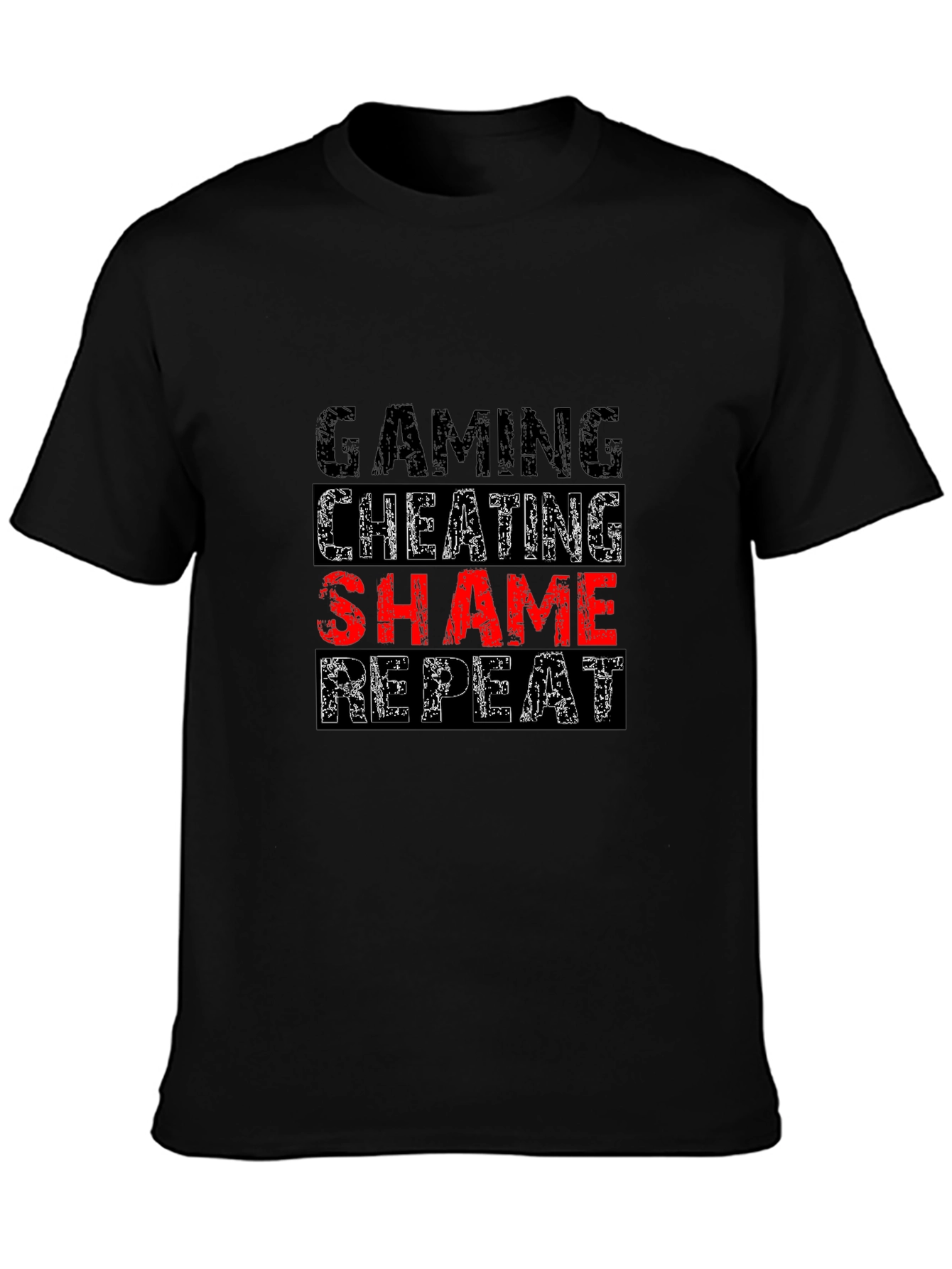 Gaming Cheating Shame Repeat Black T-Shirt