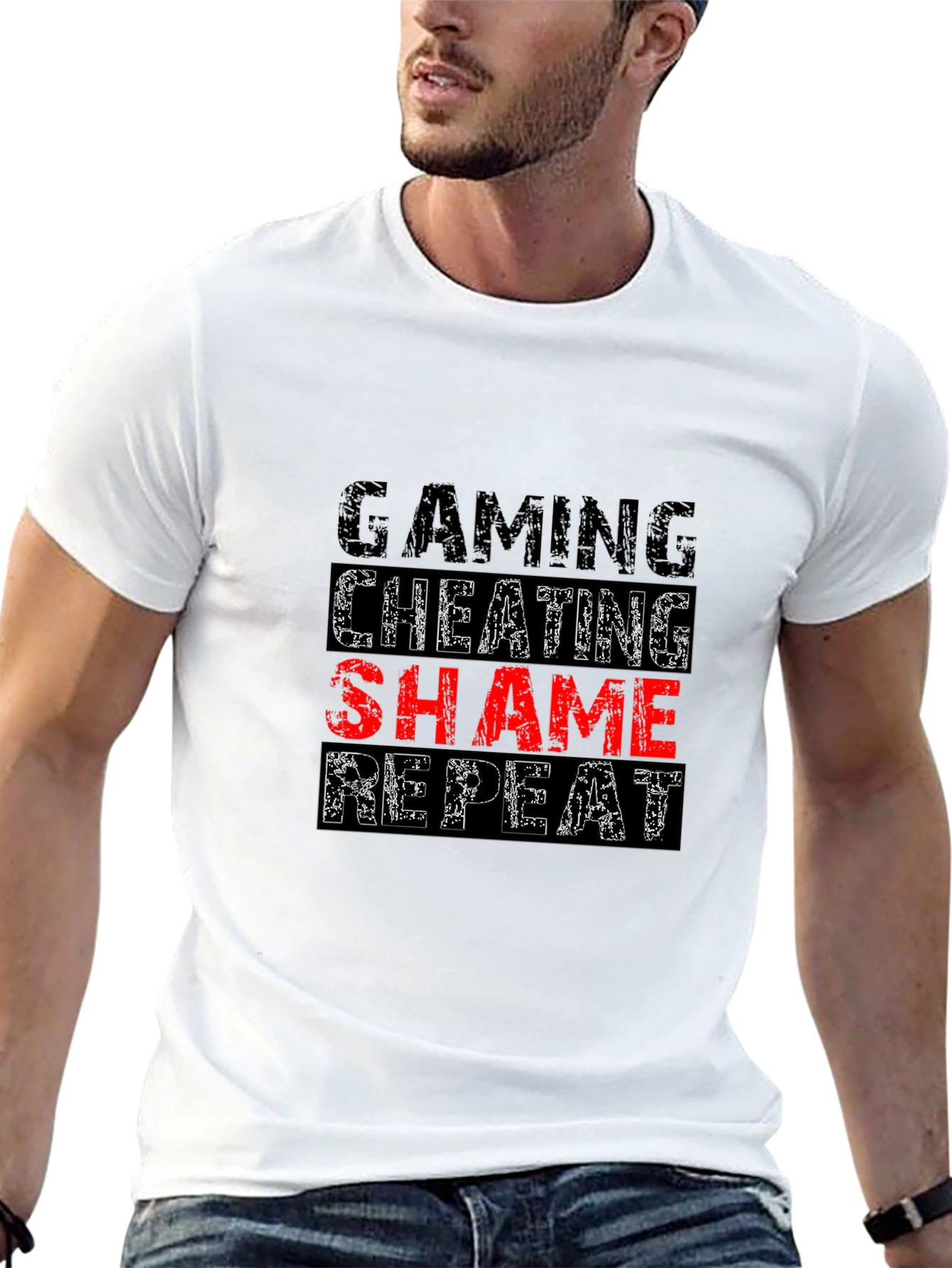 Gaming Cheating Shame Repeat Black T-Shirt