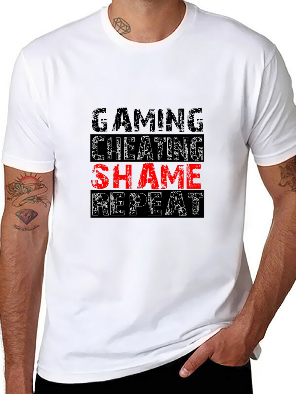 Gaming Cheating Shame Repeat Black T-Shirt