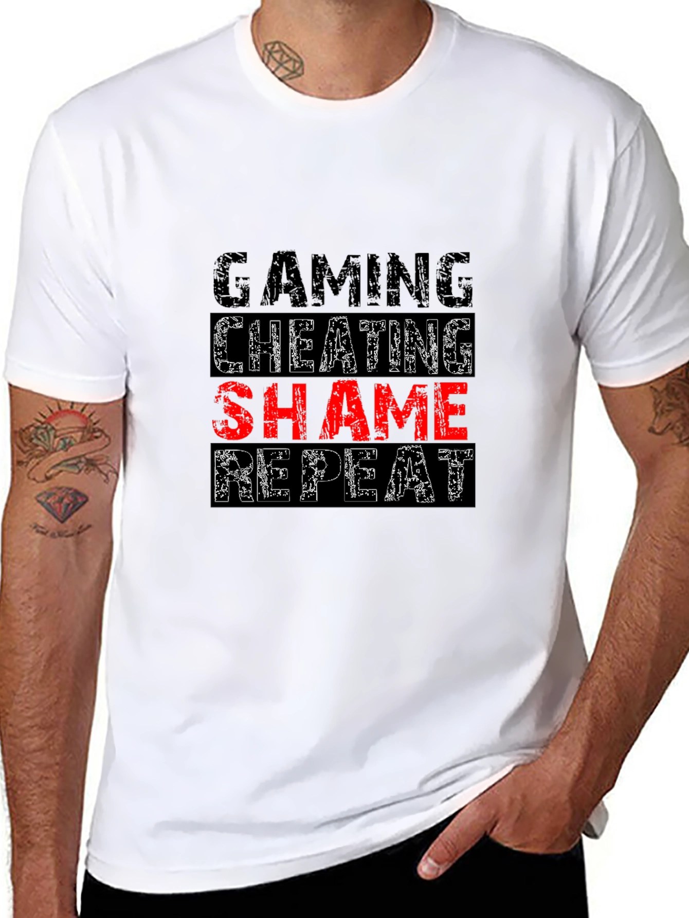 Gaming Cheating Shame Repeat Black T-Shirt