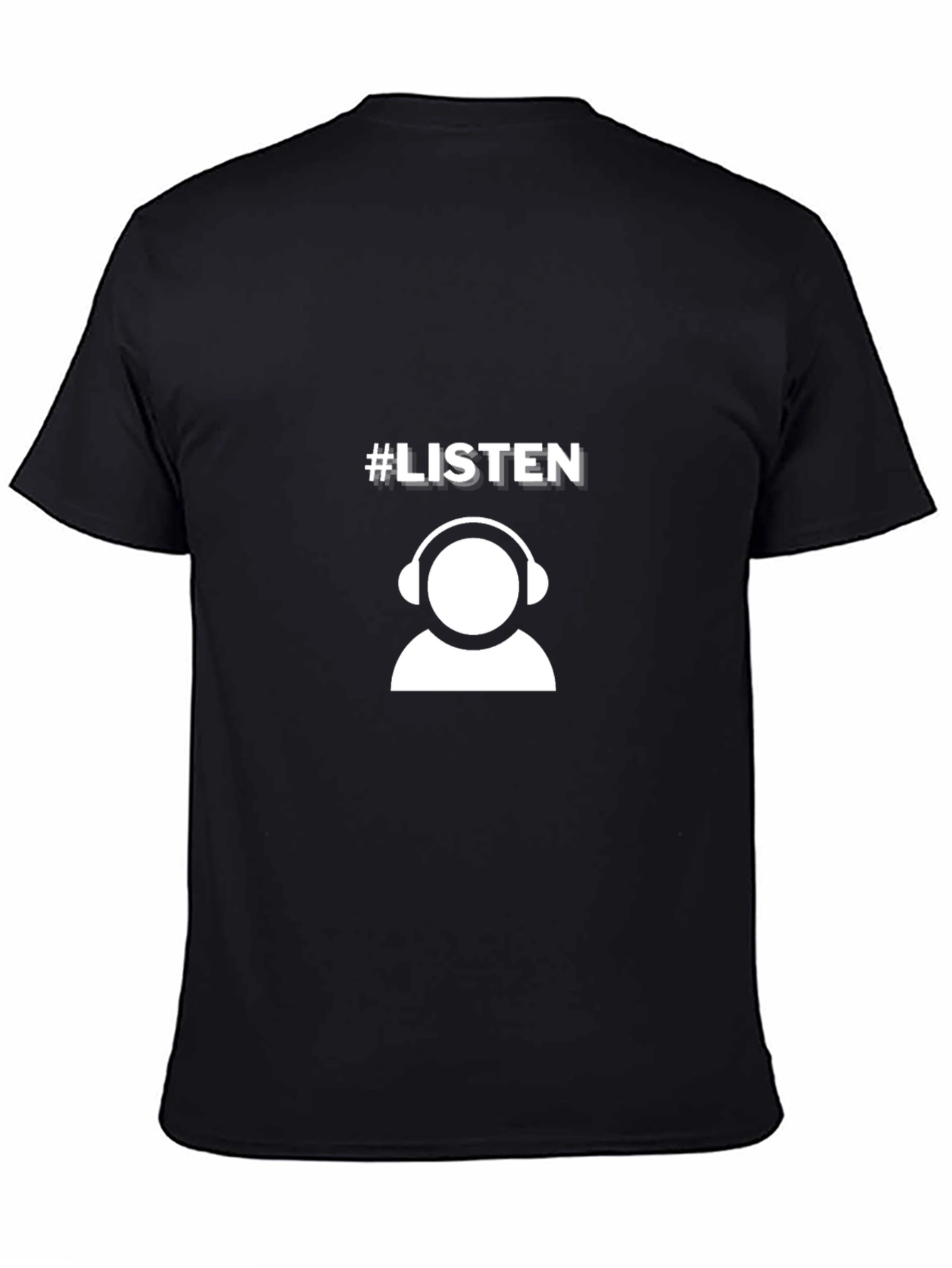 Listen Graphic Tee - Black Casual T-Shirt