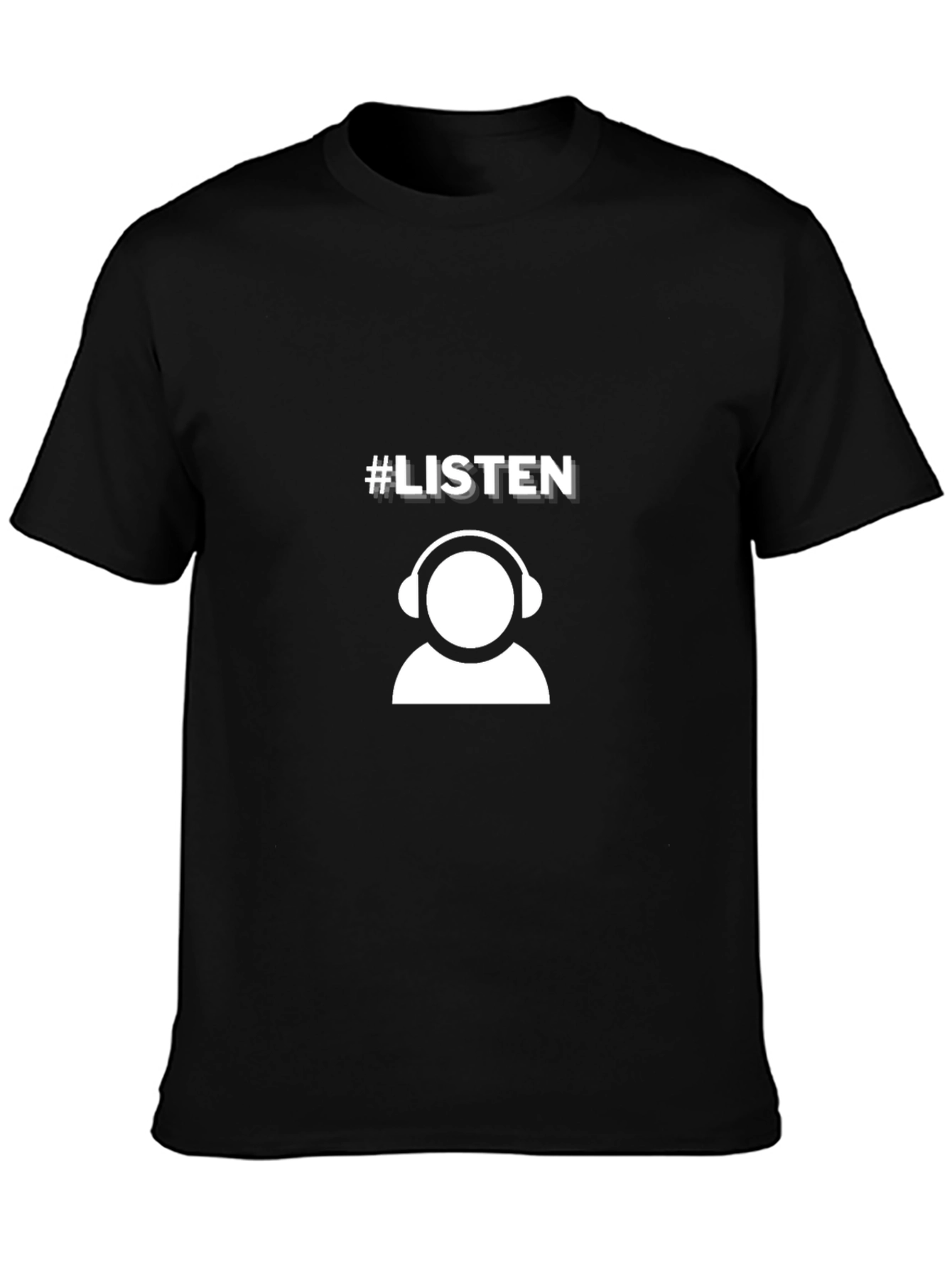 Listen Graphic Tee - Black Casual T-Shirt