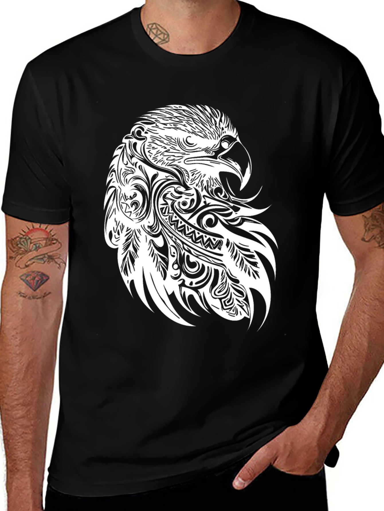 Eagle Tribal Art Black T-Shirt