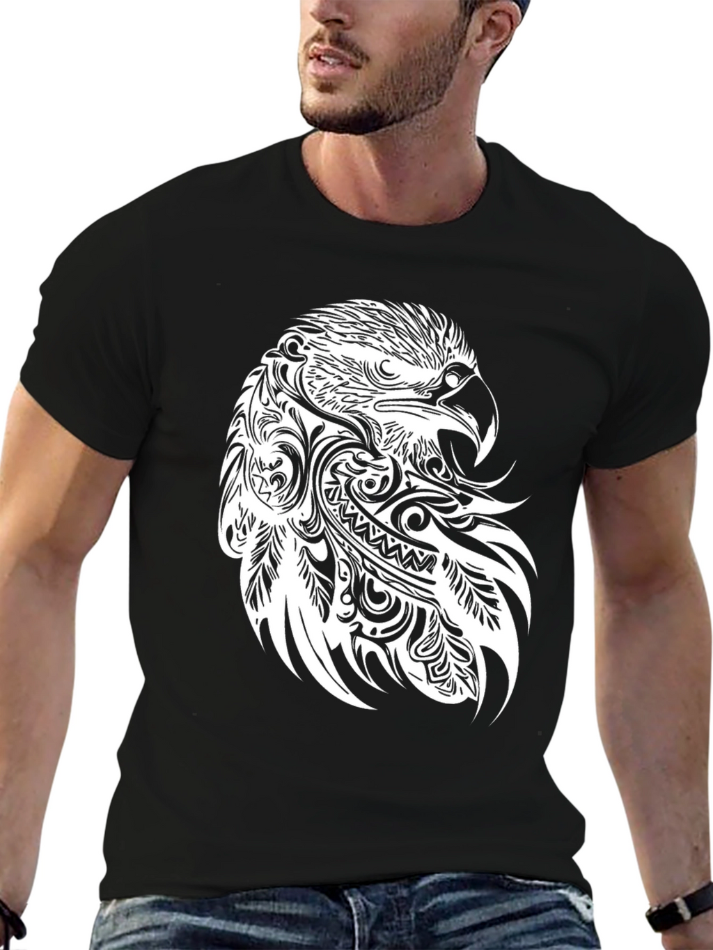 Eagle Tribal Art Black T-Shirt