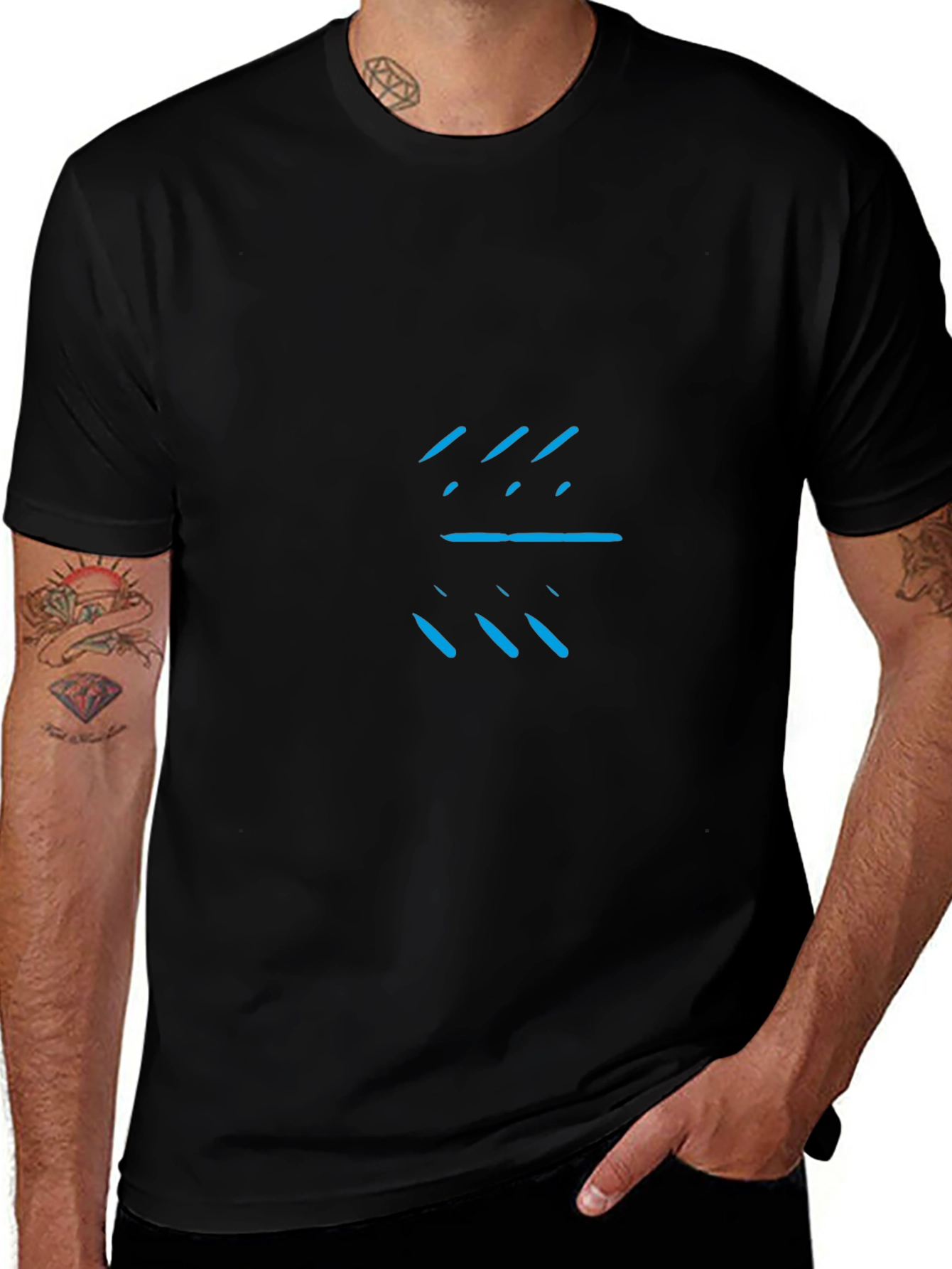 Modern Graphic Tee - Black with Blue Design