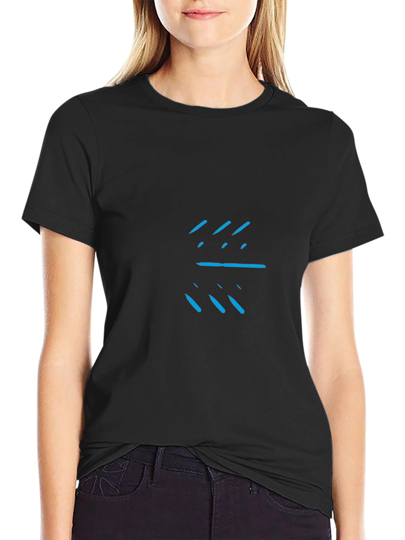 Modern Graphic Tee - Black with Blue Design