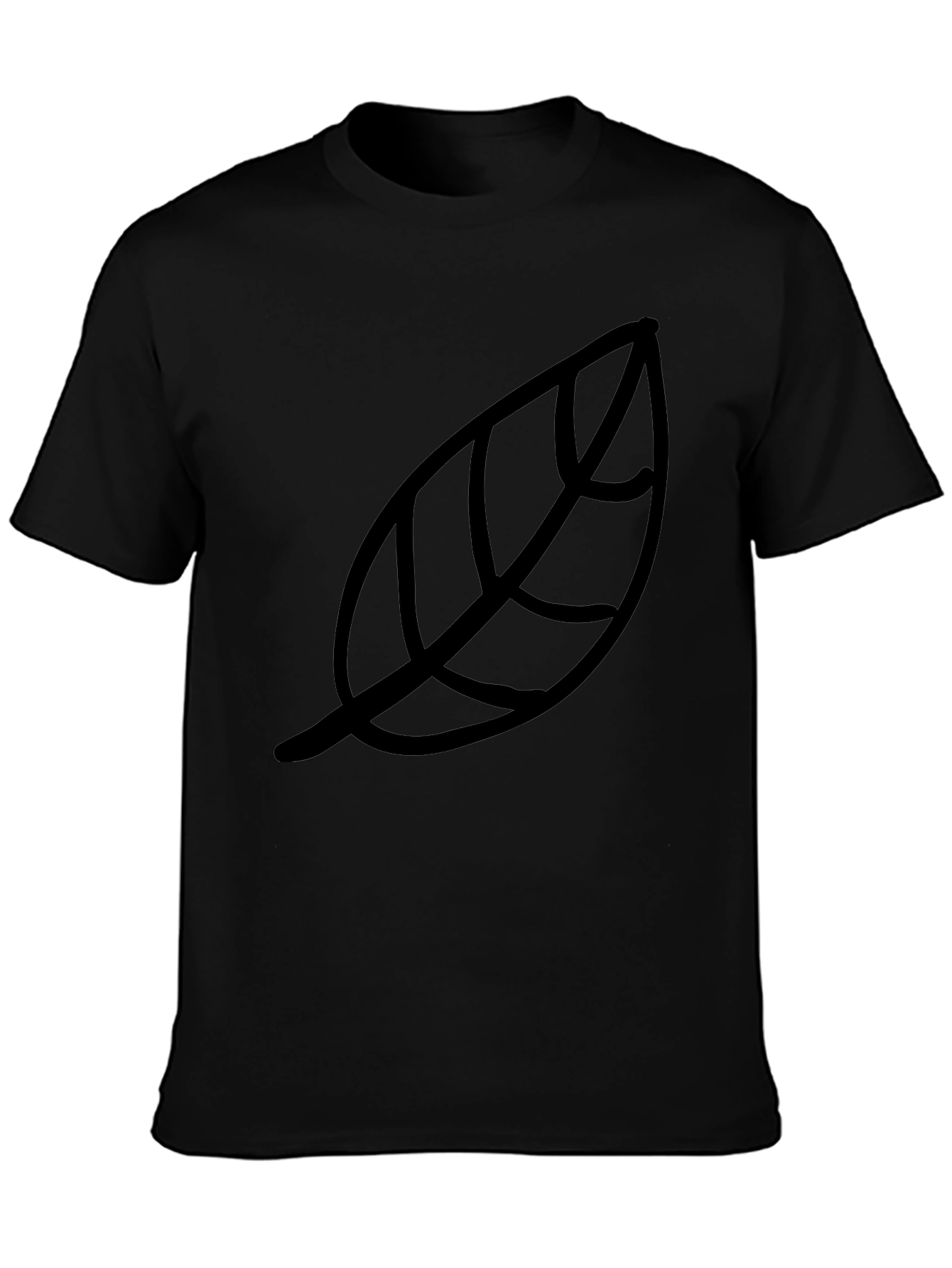 Leaf Print Black T-Shirt - Casual Style