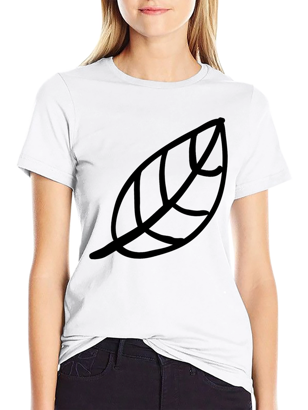 Leaf Print Black T-Shirt - Casual Style