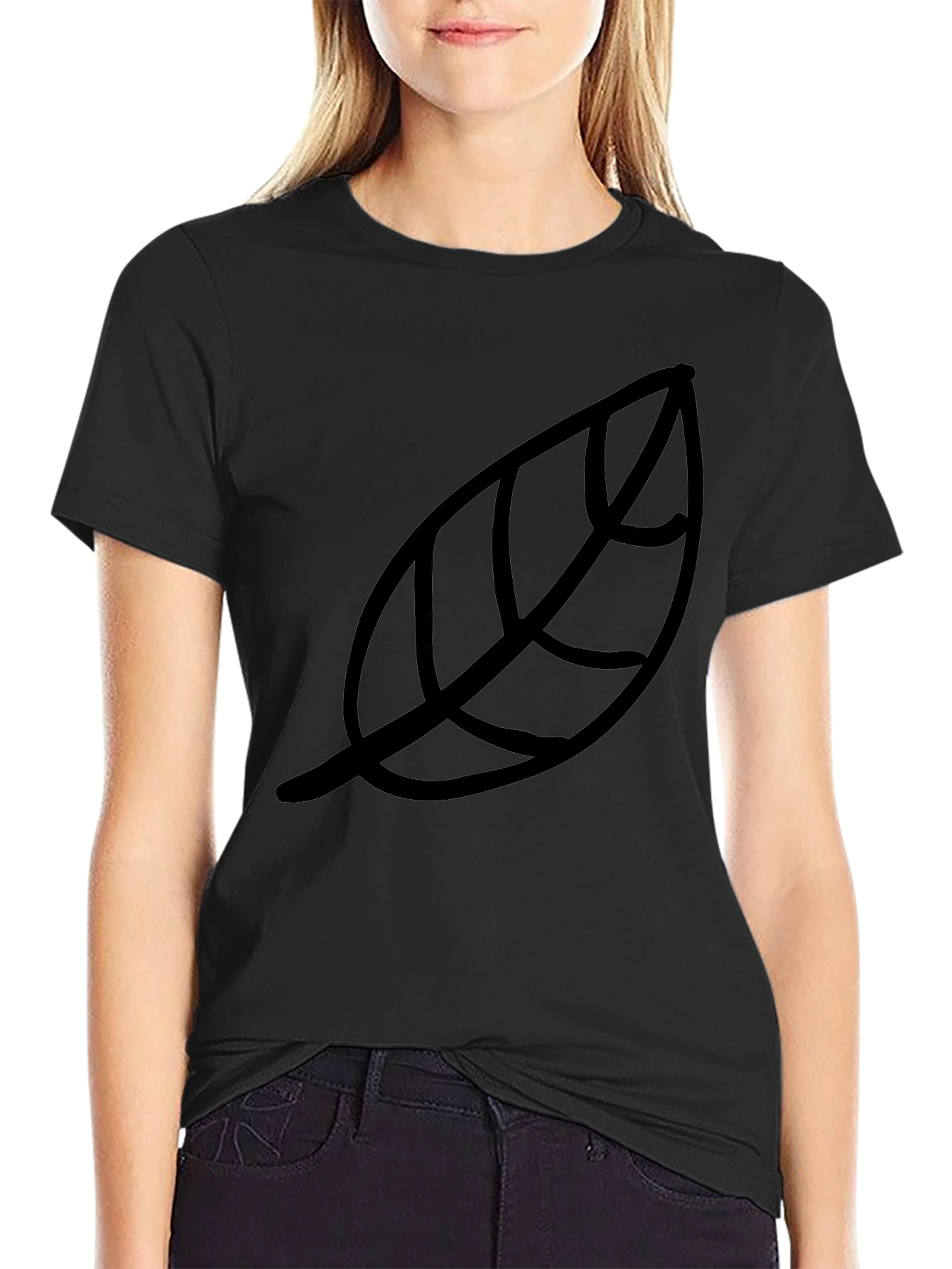 Leaf Print Black T-Shirt - Casual Style