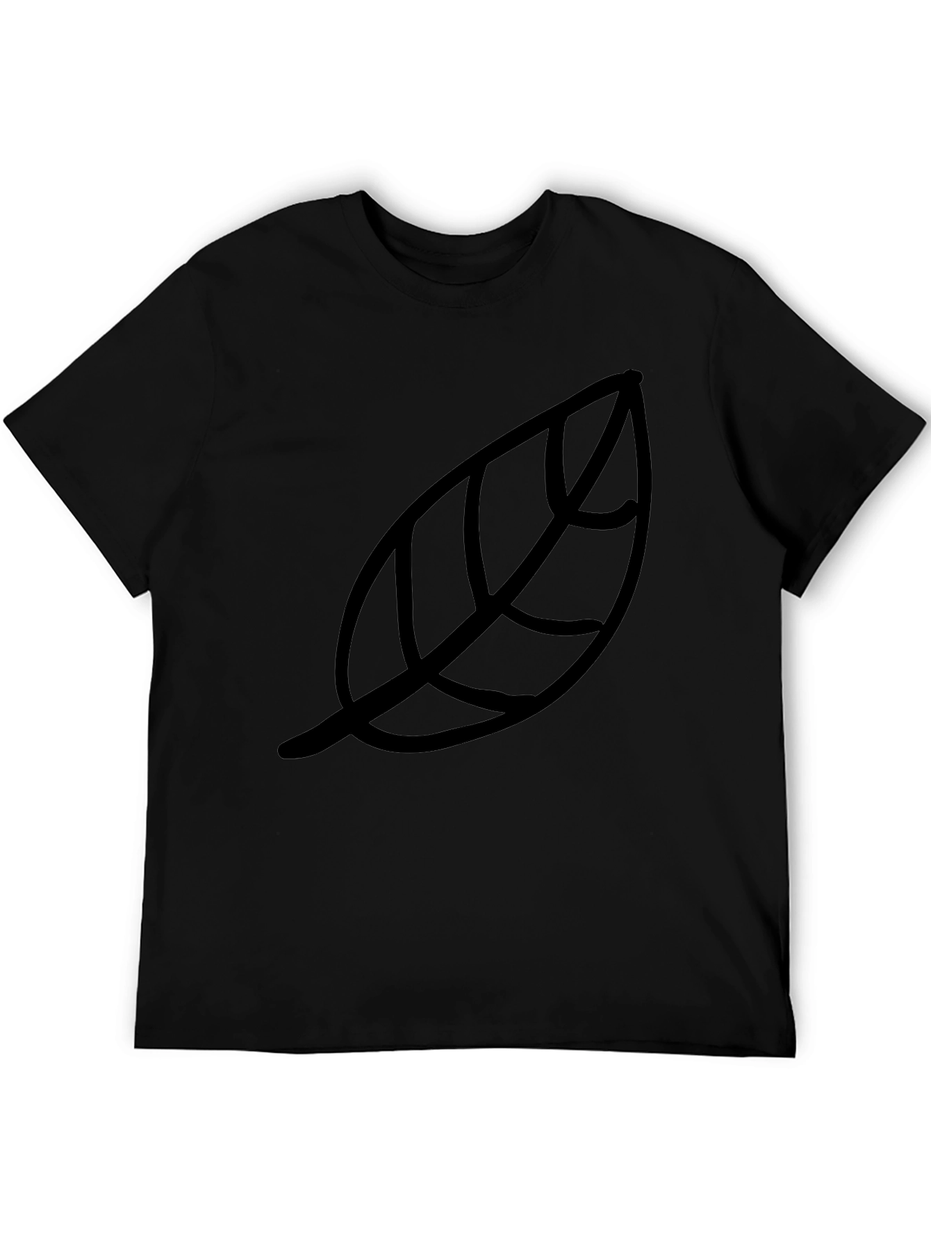 Leaf Print Black T-Shirt - Casual Style