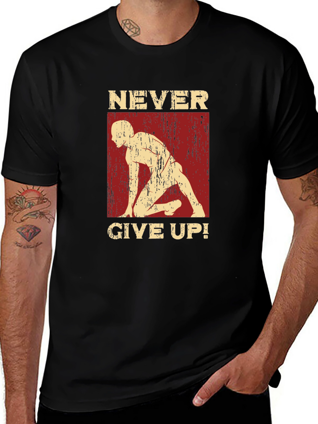 Never Give Up Motivational Graphic Tee