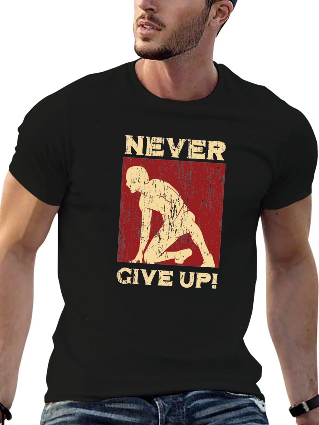 Never Give Up Motivational Graphic Tee