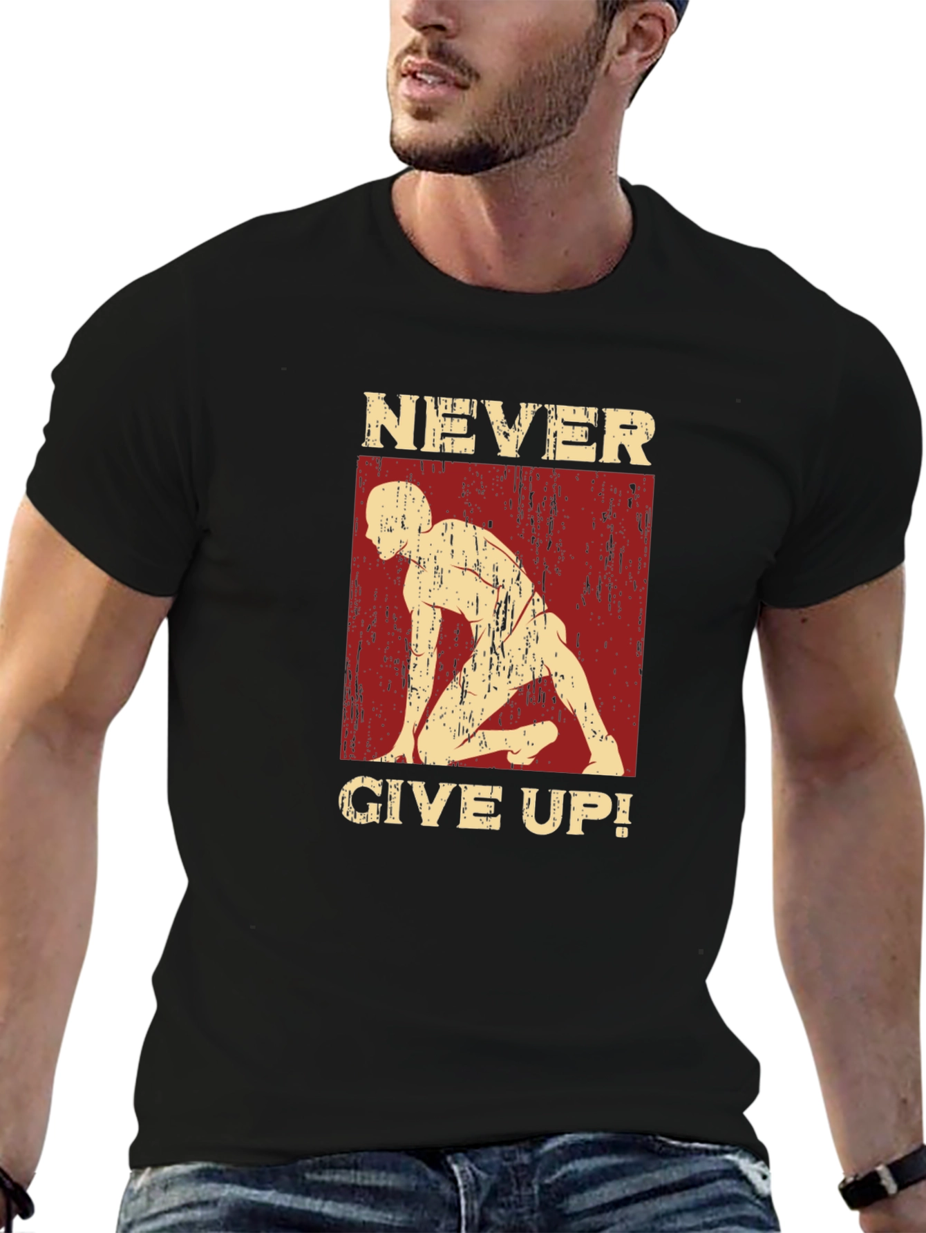 Never Give Up Motivational Graphic Tee