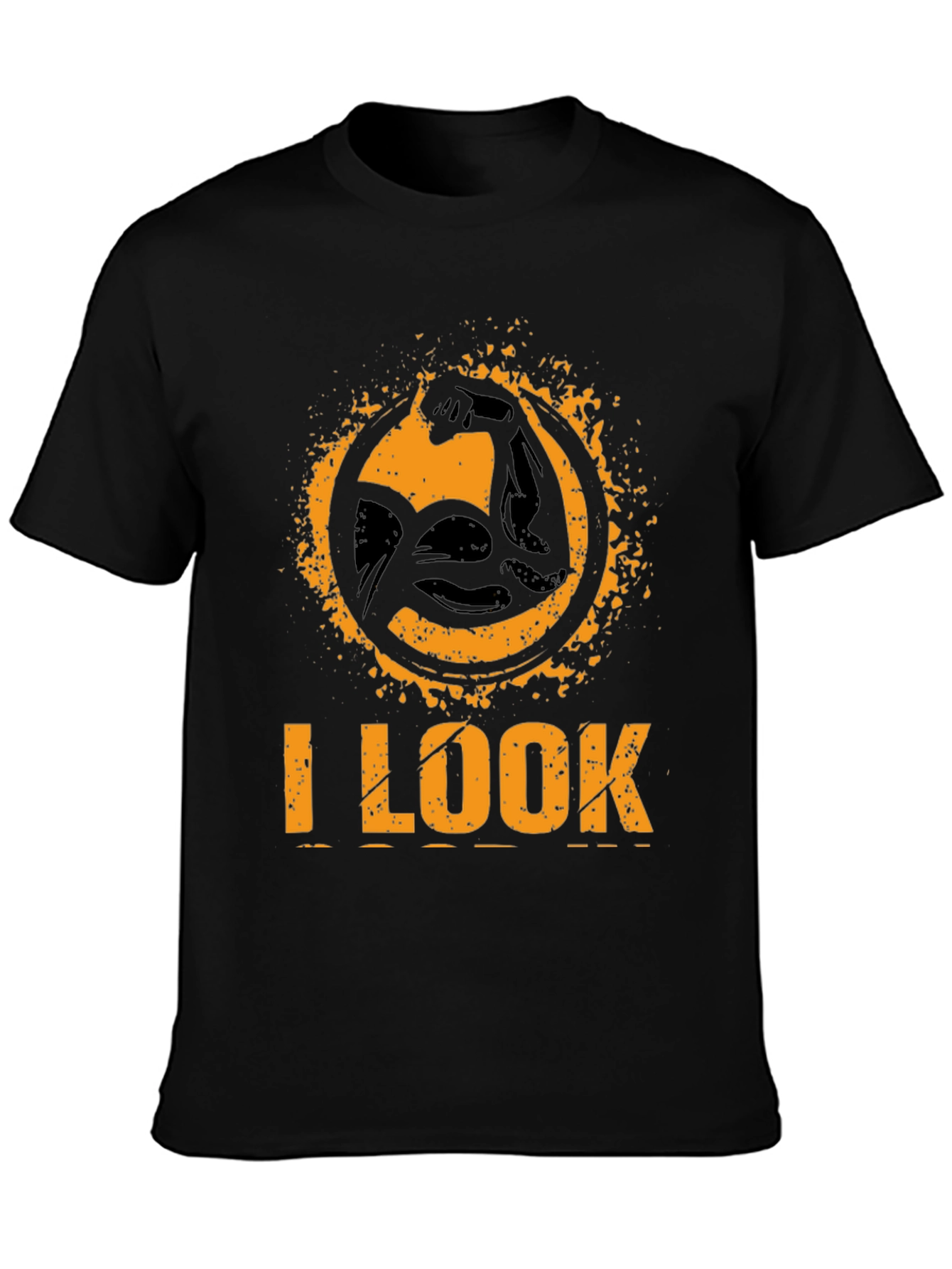 I LOOK STRONG Black Graphic T-Shirt