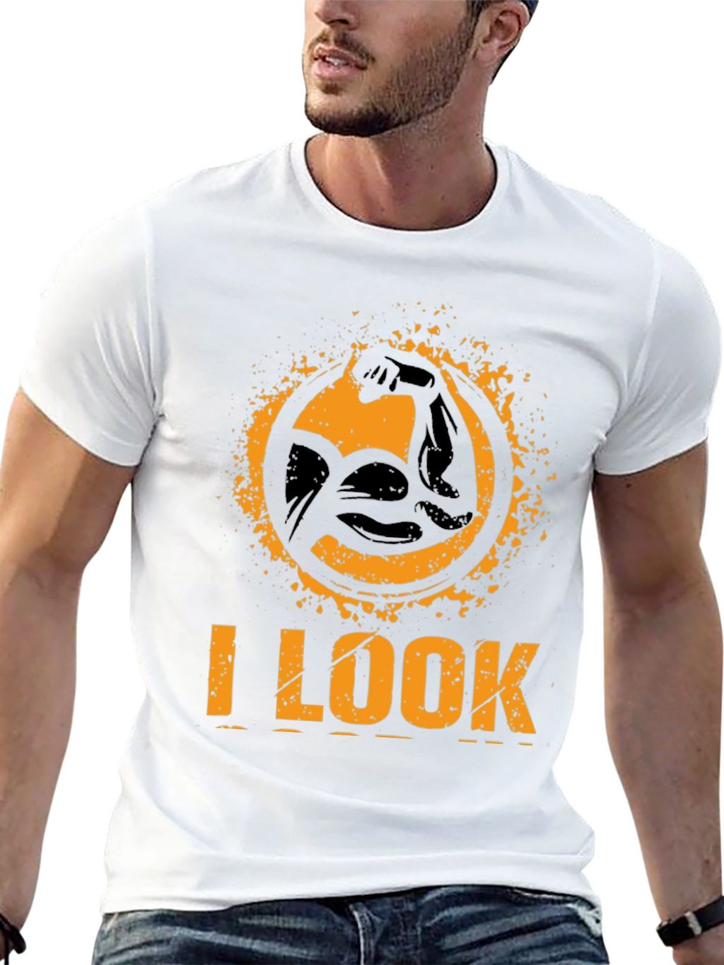 I LOOK STRONG Black Graphic T-Shirt