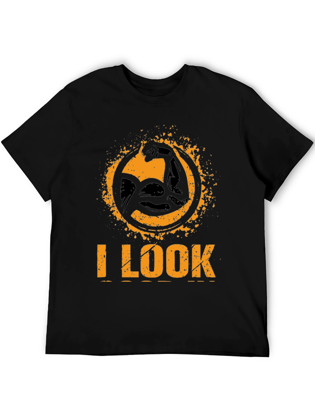 I LOOK STRONG Black Graphic T-Shirt