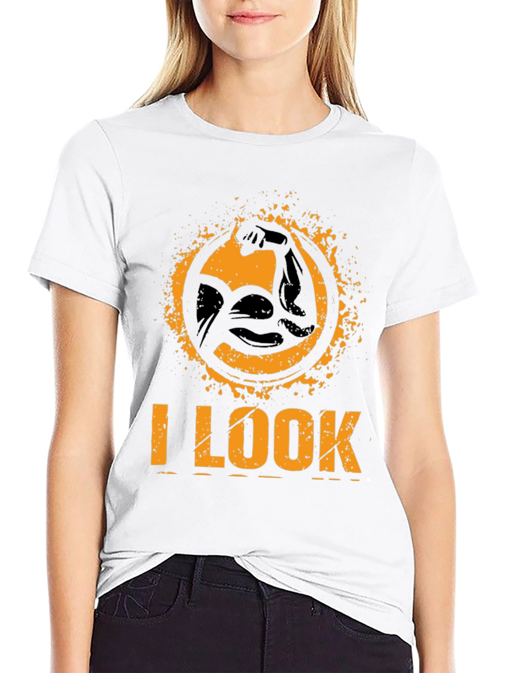 I LOOK STRONG Black Graphic T-Shirt