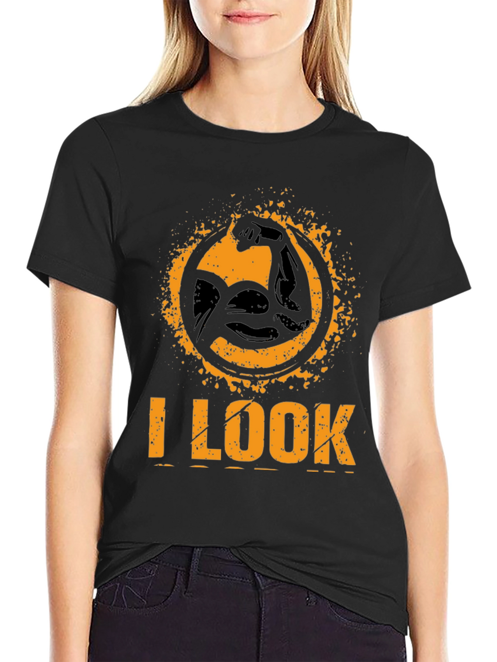 I LOOK STRONG Black Graphic T-Shirt