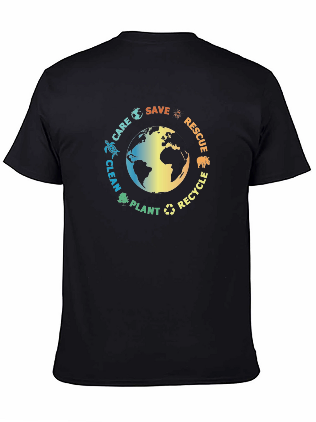 Eco-Friendly Black T-Shirt: Save the Planet Design
