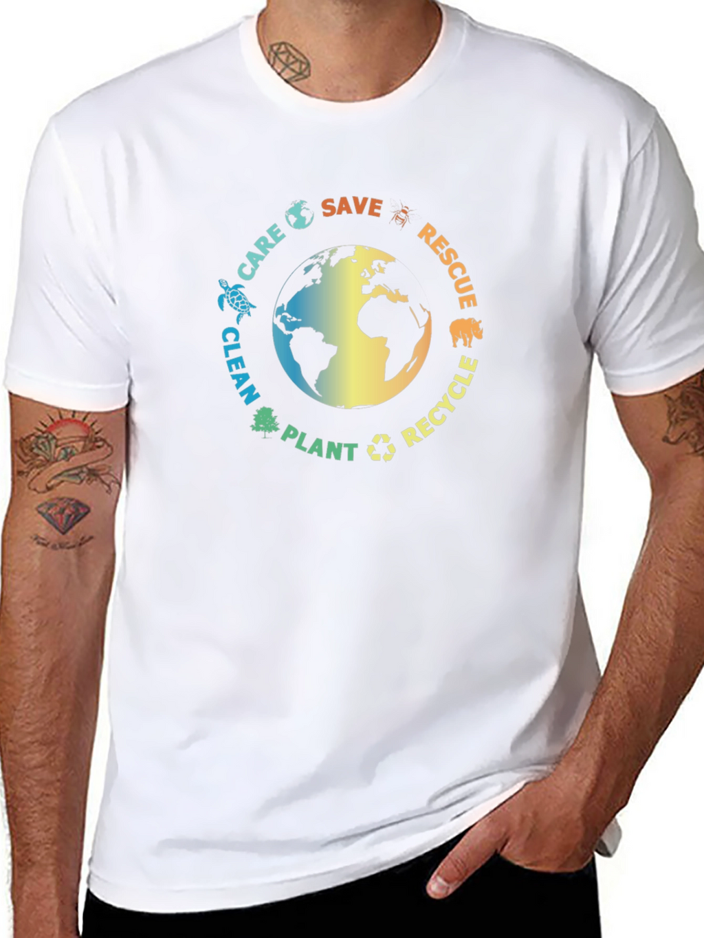 Eco-Friendly Black T-Shirt: Save the Planet Design