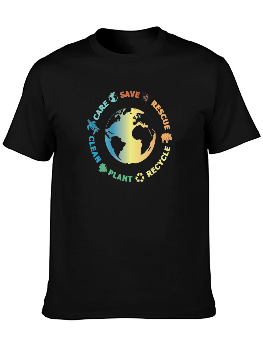 Eco-Friendly Black T-Shirt: Save the Planet Design