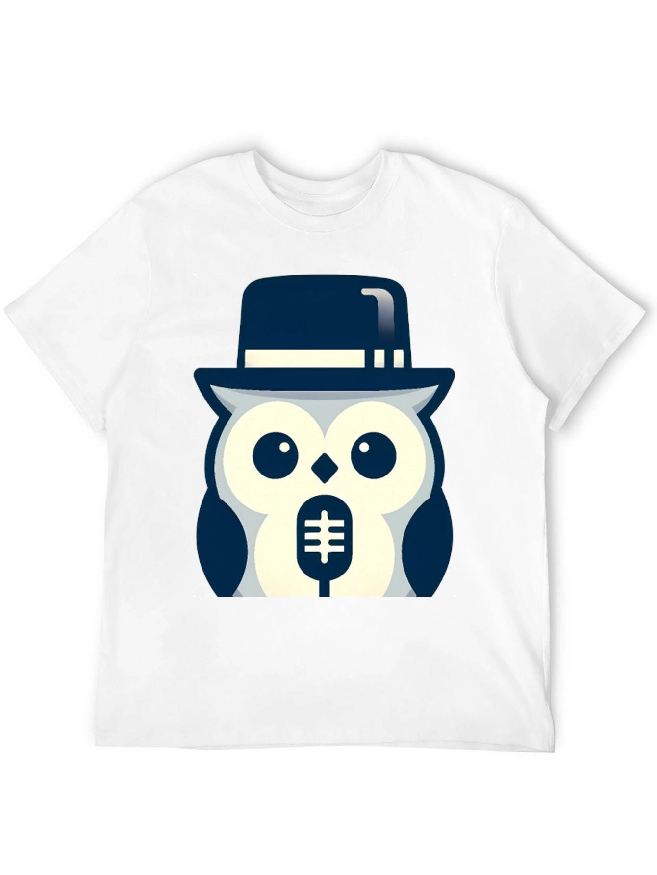Owl in Hat Graphic T-Shirt - Black