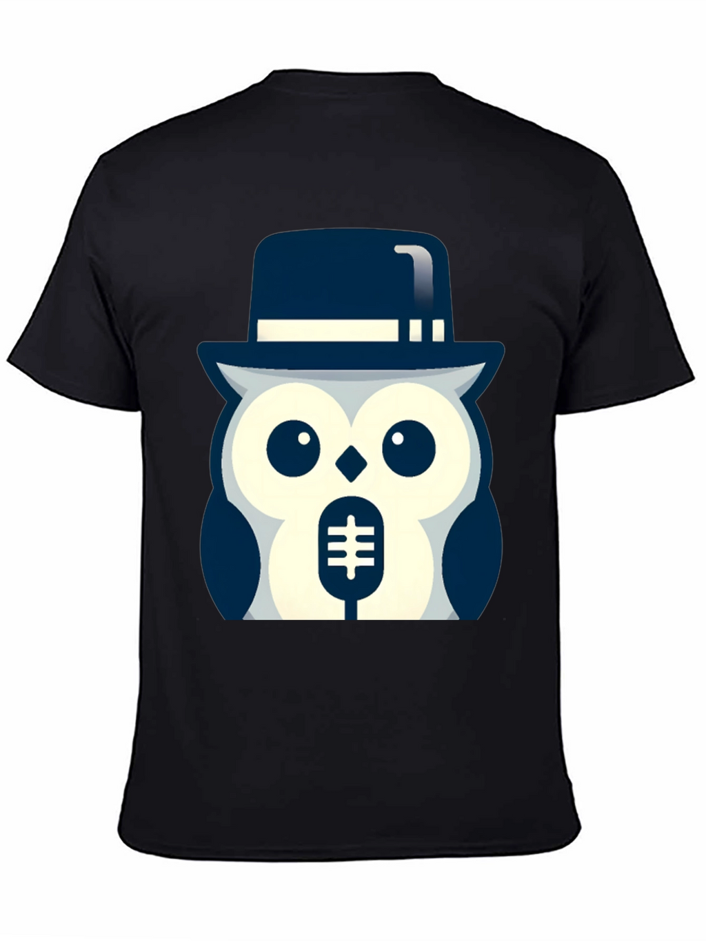 Owl in Hat Graphic T-Shirt - Black